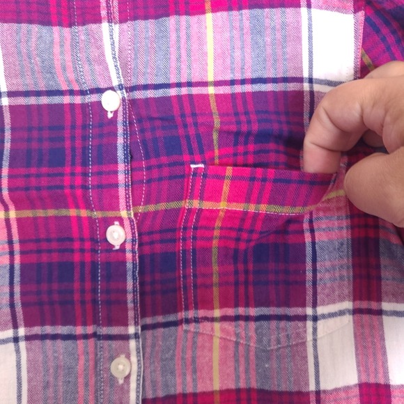 Old Navy Classic Shirt Womens XS Purple Plaid Flannel Button‎ Up Ivan The Grape - Picture 9 of 13